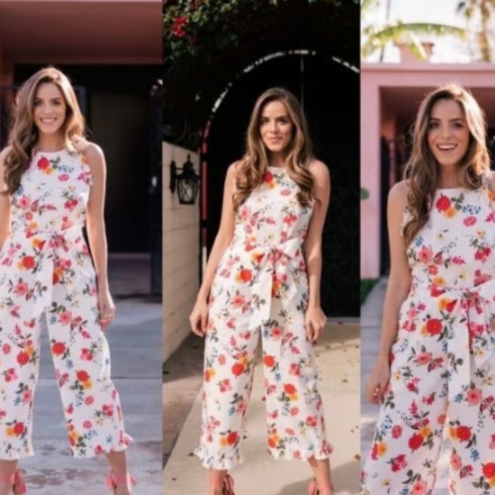 Gal Meets Glam Collection Beverly Ruffle Fairycore Jumpsuit Size 12 Soft White